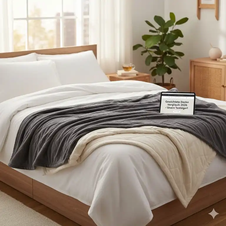 Testsieger gewichtete decke vergleich 2026 mit Decke auf einem gemütlichen Bett.
