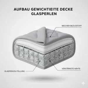 Eine detaillierte Grafik zum inneren Aufbau im gewichtete decke glasperlen test mit feinen Perlen.