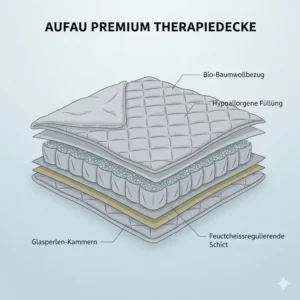 Die detaillierte Illustration zeigt den Schichtaufbau im gewichtete decke premium test.