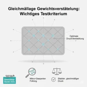 Diagramm: Gleichmäßige Gewichtsverteilung als wichtiges Kriterium im gewichtete decke test 2026.