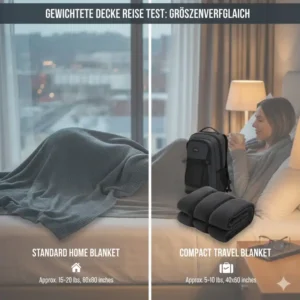 Infografik zum Thema gewichtete decke reise test mit Fokus auf die kompakte Größe.
