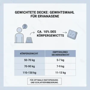 Infographic for choosing the right weight according to the gewichtete decke erwachsene test guidelines.