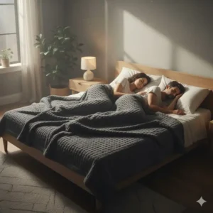 Ein Paar schläft entspannt unter der besten gewichteten Decke 2026.