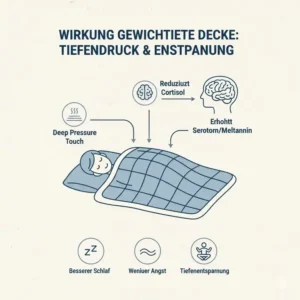 Illustration of deep pressure touch benefits identified in the gewichtete decke erwachsene test.