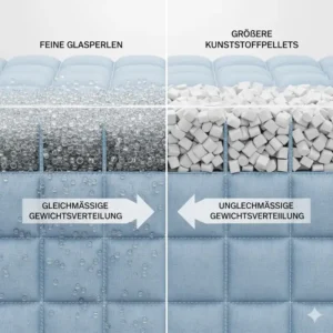 Illustration der Füllmaterialien (Glasperlen) der besten gewichteten Decke 2026.