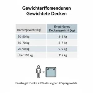Gewichtstabelle für gewichtete decke vergleich 2026, passende Auswahl nach Körpergewicht.