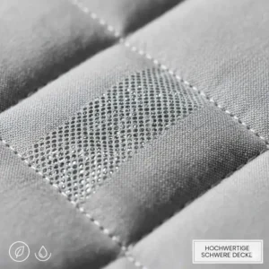 Nahaufnahme des Füllmaterials und des atmungsaktiven Bezugs, geprüft im schwere decke test 2026.
