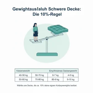 „Tabelle zur Auswahl des Gewichts für eine schwere decke gegen stress test.“