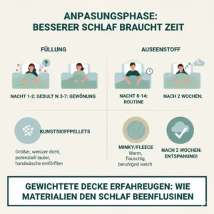 Visualisierung der Gewöhnungszeit an die Decke, in der sich die positiven gewichtete decke erfahrungen langsam einstellen.
