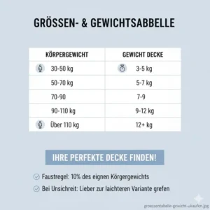 Größentabelle zur Auswahl der idealen besten gewichtete Decke 2026.
