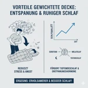 Illustration zur Reduzierung von Stress durch eine gewichtete decke schlafen test Anwendung.