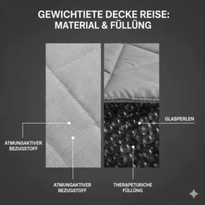 Detailaufnahme der Füllung aus einem aktuellen gewichtete decke reise test für unterwegs.