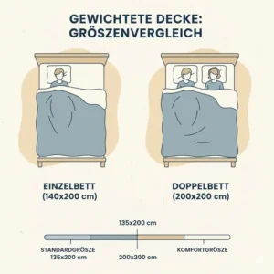 Size comparison of different models from the gewichtete decke erwachsene test for single and double beds.