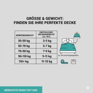 Größentabelle und Gewichtsempfehlungen für die Auswahl der perfekten Decke im gewichtete decke test 2026.