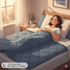 Eine Person entspannt unter der Decke, was die beruhigende Wirkung laut schwere decke test 2026 verdeutlicht.