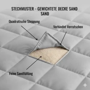 Das quadratische Steppmuster einer gewichtete decke sandfüllung zur Gewichtsverteilung.
