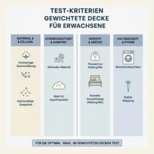 Checklist of the most important evaluation criteria used in the gewichtete decke erwachsene test.