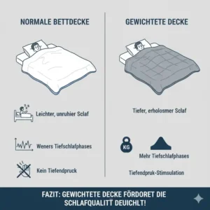 Ein direkter Vergleich herkömmlicher Decken mit dem gewichtete decke schlafen test Objekt.