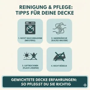 Tipps zur korrekten Reinigung und Pflege der Decke, um langfristig gute gewichtete decke erfahrungen zu gewährleisten.