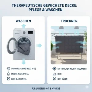 Tipps zur Reinigung und Pflege, wie im therapeutische gewichtete decke test empfohlen.