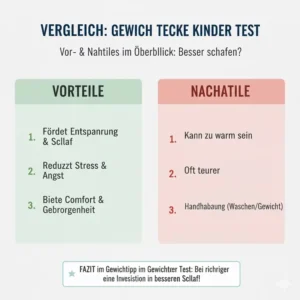 Vergleichstabelle der Vor- und Nachteile im gewichtete decke kinder test.