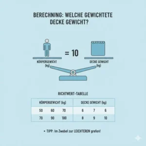 Infografik zur 10-Prozent-Regel, um zu bestimmen, welche gewichtete Decke Gewicht man wählen sollte.