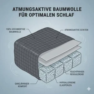 Detailaufnahme der atmungsaktiven Baumwolle aus dem gewichtete decke baumwolle test.