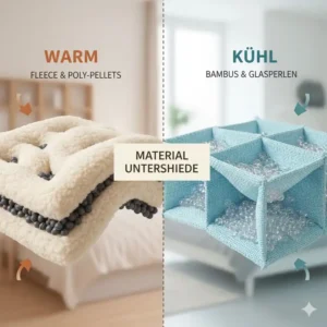 Illustration der Materialien, die entscheiden, ob eine schwere decke warm oder kühl wirkt.