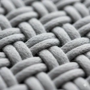 Detailansicht der hochwertigen Stoffstruktur einer atmungsaktive gewichtete Decke.