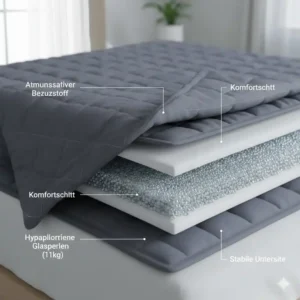 Cross-section diagram showing the premium layers of the gewichtete decke 11kg test.