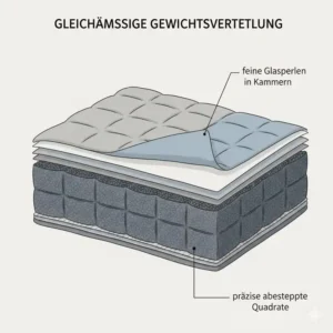 Illustration der gleichmäßigen Füllung, analysiert im gewichtete decke 155x220 test.