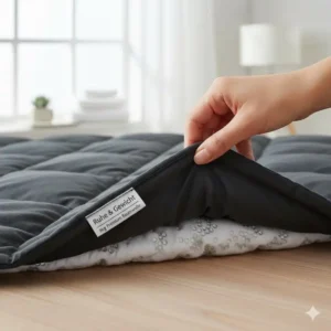 Detailansicht der Stoffqualität und Nähte im gewichtete Decke 9kg Test Bericht.