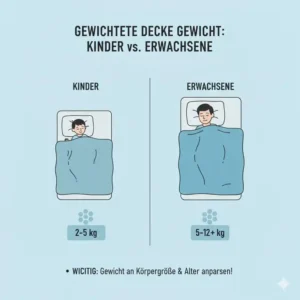 Ein Vergleich für Kinder und Erwachsene, welche gewichtete Decke Gewicht jeweils geeignet ist.
