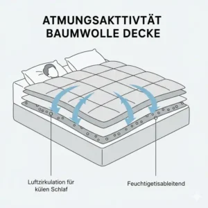 Darstellung der Luftzirkulation einer Baumwollhülle im gewichtete decke 155x220 test.