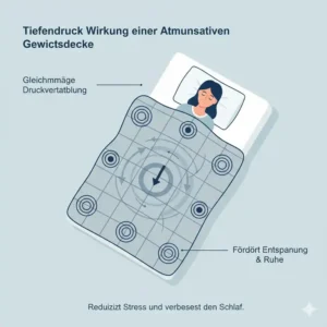 Darstellung der Tiefendruck-Wirkung einer atmungsaktive gewichtete Decke auf den Körper.