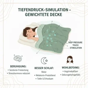 Illustration zur Wirkung von Tiefendruck durch eine nachhaltige gewichtete decke auf den menschlichen Körper.