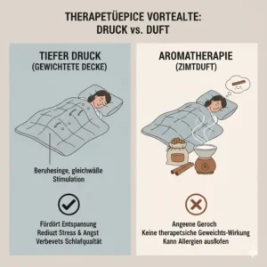Illustration der therapeutischen Wirkung von tiefem Druck vs. dem gewichtete decke zimtfüllung mythos.