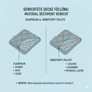 Erklärung der Füllmaterialien und wie diese beeinflussen, welche gewichtete Decke Gewicht aufweist.
