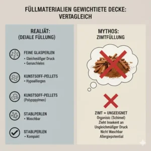 Eine Übersicht echter Füllmaterialien als Kontrast zum gewichtete decke zimtfüllung mythos.