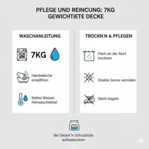 Anleitung zur richtigen Pflege und Reinigung einer gewichtete decke 7kg test Decke.