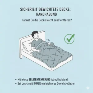 Sicherheitshinweise zur Handhabung und der Frage, welche gewichtete Decke Gewicht sicher zu bewegen ist.