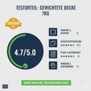 Grafische Zusammenfassung der Ergebnisse aus dem gewichtete decke 7kg test.