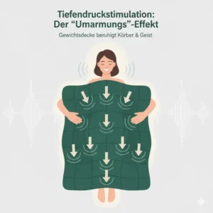 Illustration der Tiefendruckstimulation durch eine gewichtete decke gegen depression.