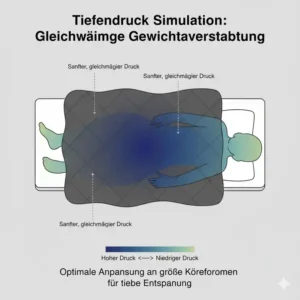 Illustration der gleichmäßigen Gewichtsverteilung durch eine schwere Decke für große Personen zur Entspannung.