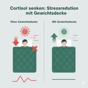 Grafik zur Senkung des Stresshormons Cortisol mit einer gewichtete decke gegen depression.