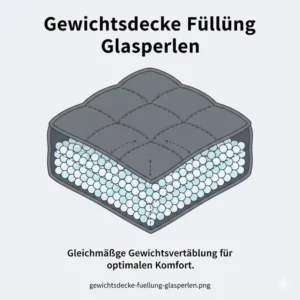 Illustration der Glasperlen-Füllung einer gewichtete Decke Körpergewicht Tabelle Empfehlung.