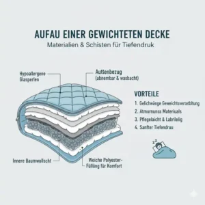 Der mehrschichtige Aufbau und die Glasperlen einer gewichtete decke adhs erwachsene.