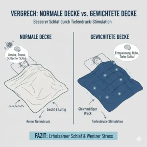 Vergleich zwischen normaler Bettdecke und einer gewichtete decke gegen schlaflosigkeit.