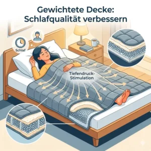 Infografik zur Tiefendruckstimulation durch eine gewichtete decke schlafqualität verbessern.