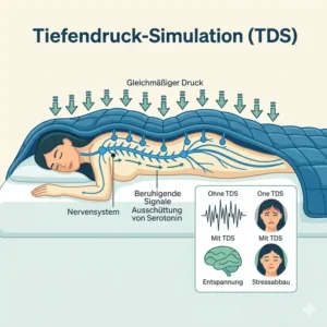 Infografik über die Tiefendruckstimulation durch eine schwere decke stressabbau zur Beruhigung.
